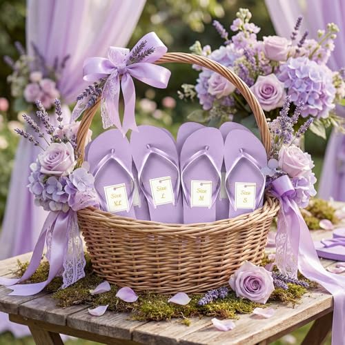 Image of Unittype 24 Pairs Flip Flops Bulk for Wedding Guest Slippers Wedding Flip Flops with Cards Bags for Pool Beach Party