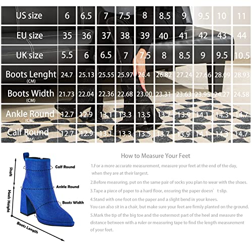 Women's rhinestone Ankle Boots Chunky Heels Sparkly Booties Ladies Zipper Party Prom Booties2