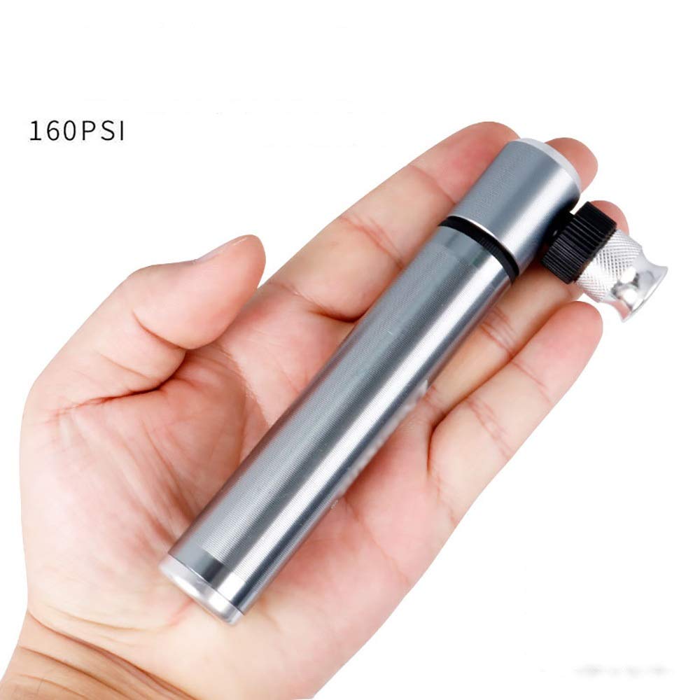 Pompka rowerowa przenośna mini pompka rowerowa ze stopu aluminium ręczna pompowana sprzęt rowerowy łatwe pompowanie (kolor: srebrny, rozmiar: 130 mm)