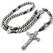 HanlinCC Large and Heavy Stainless Steel Beads Rugged Durable Paracord Rosary Necklace for Men with St.Michael Center Piece and St.Benedict Crucifix (Grey Paracord Rosary)
