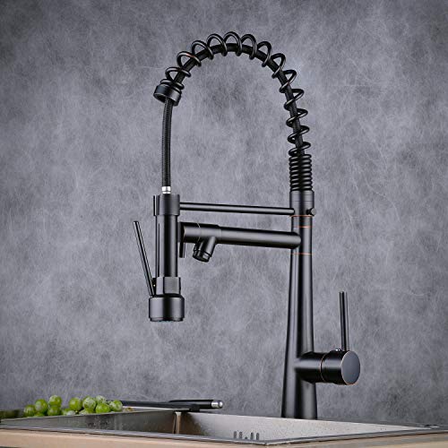 Kitchen Faucet Commercial Style Sturdy Pre Rinse Spring Pull Down Kitchen Sink Faucet with Sprayer,Oil Rubbed Bronze, Beelee BL7092B - Thumbnail 6
