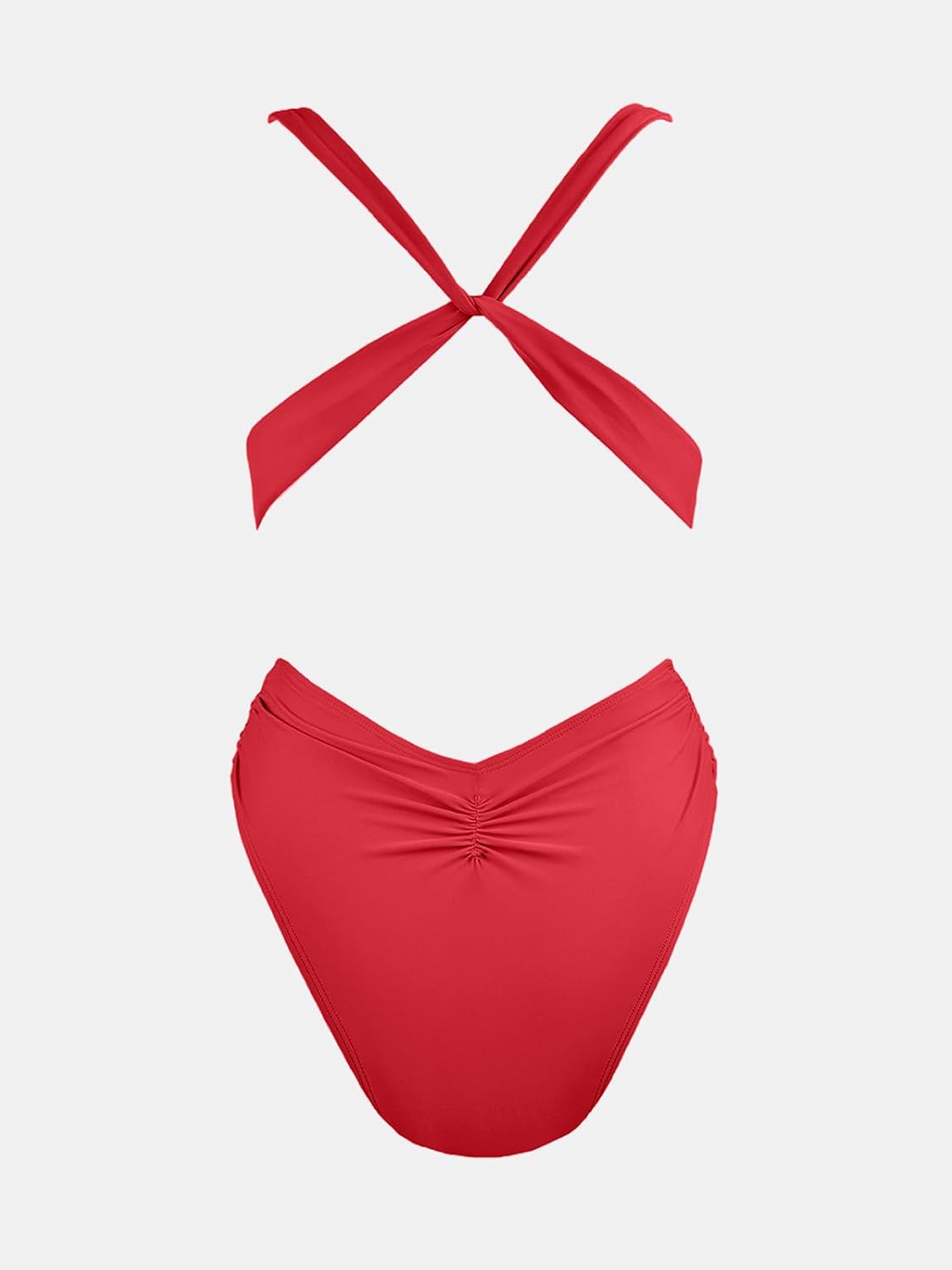 CUPSHE One Piece Swimsuit for Women Bathing Suit Cut Out Cross Back Tie Deep V Neck Ruched High Cut - Image 6