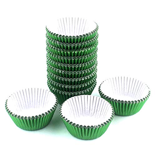 Eoonfirst Mini Foil Metallic Cupcake Liners Christmas Days Muffin Paper Baking Cups 300 Pcs (Green) #TOP1