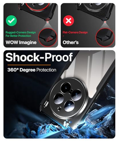 Image of WOW IMAGINE Shock Proof Clear Protective Back Case for VIVO X200 Pro 5G - AirEDGE Technology | 360 Degree Camera Protection | Transparent Hybrid Back Case Mobile Cover - Black