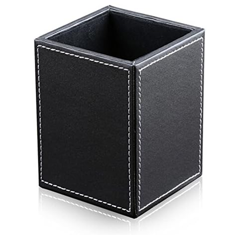 Kentop Estuche Portalápices Rectangular Negro Piel Sintética Cover