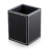 Material: Piel Sintética kentop estuche portalápices rectangular negro piel sintética lápices caja lápiz Taza lápiz Organizador Organizador de escritorio para oficina, escuela y en casa utilizar