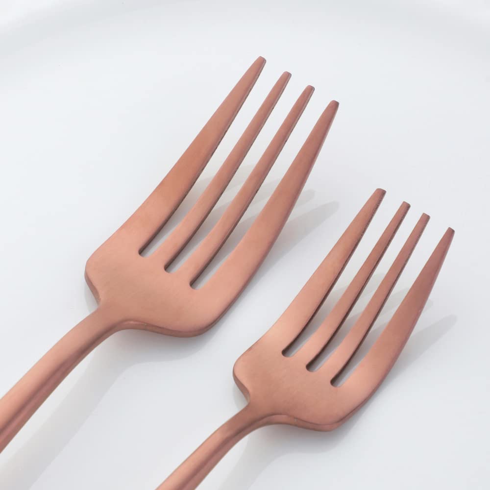 Buyer Star Matte Rose Gold Besteck Set, 30 Stück Edelstahl Besteck Set Gold Matt für Haus Küche Restaurant Parteien, Essbesteck Set Mit Gabeln Löffeln Messern Spülmaschinenfest