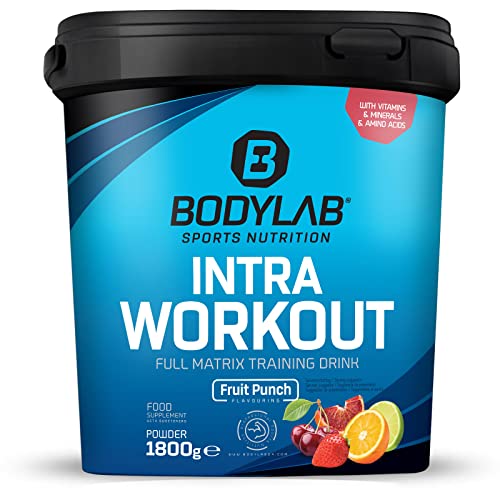 Bodylab24 Intra Workout 1,8 kg Fruchtpunsch, mit EAA (inkl. BCAA) + Kalium, Calcium & Magnesium, B-Vitamine, Vitamin C, A und E, ideal während des Workouts