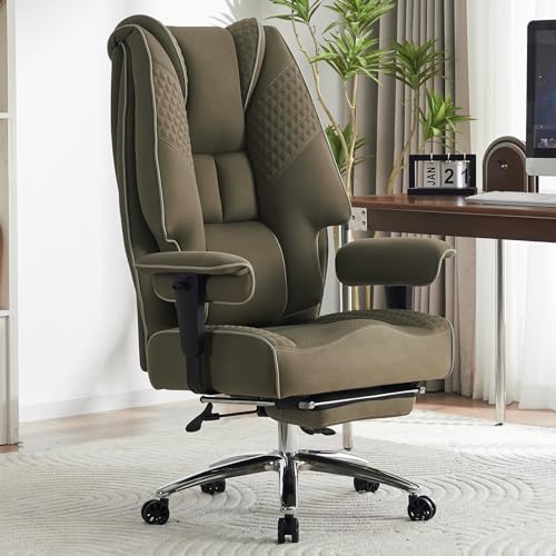 EXCEBET Silla Oficina Malla 180kg - Silla Escritorio Ejecutiva Grande con Cojín Muelles 14cm, Silla PC Respaldo Alto, Soporte Lumbar Transpirable y Asiento Ancho 57,5cm（Malla Verde Claro