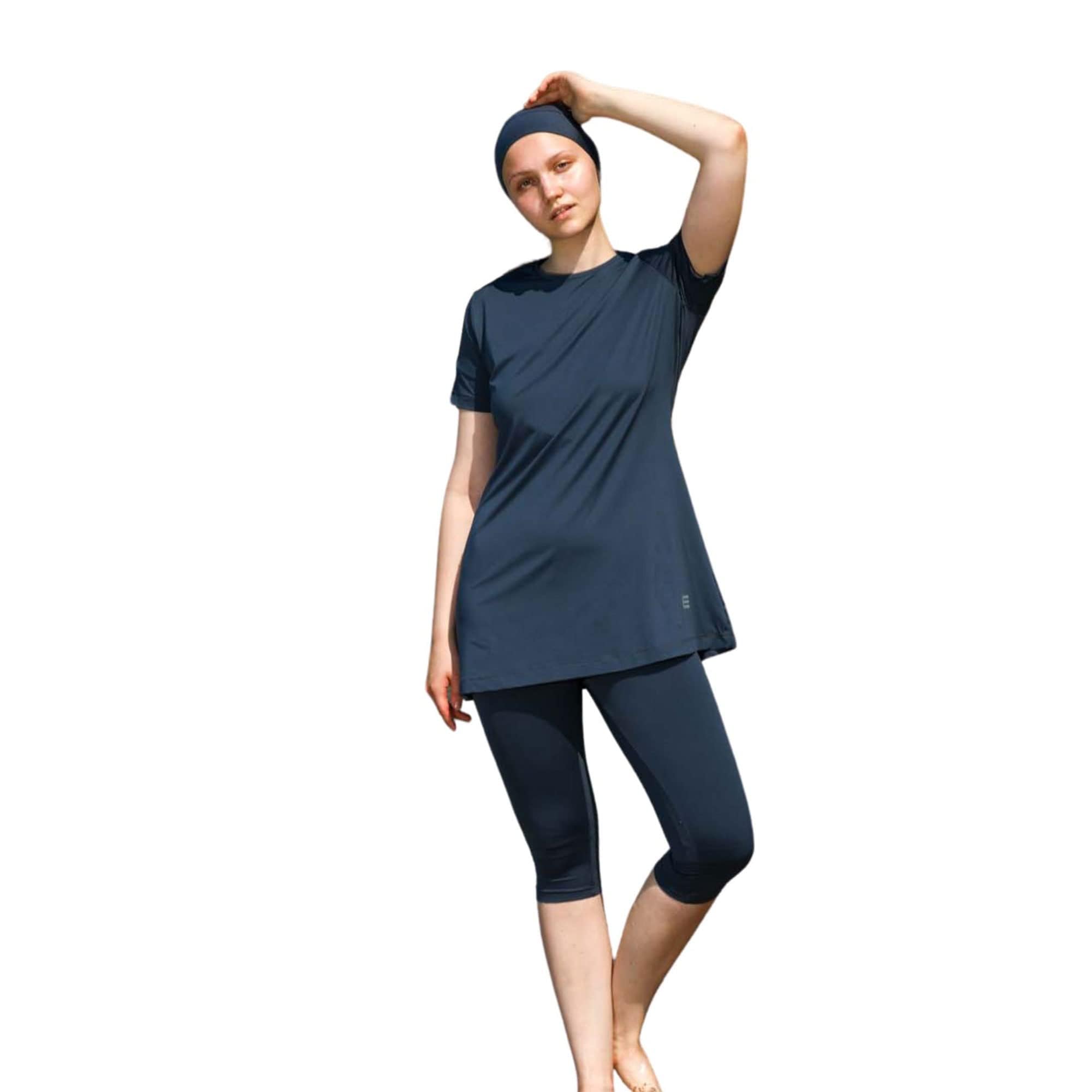Islamic Short Sleeve Swimsuits for Women Modest Muslim 4 PCS | Full Cover Rash Guard Burkini | Arabic Swimwear-image-38