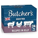 Butcher's Complete Wet Can Grain Free Hypoallergenic Adult Dog Food Recipes in Jelly Pack 24x400g - Chicken, Beef & Lamb