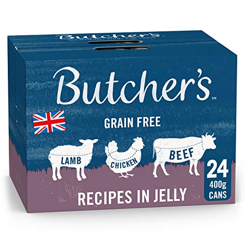 Butcher’s Complete Wet Can Grain Free Hypoallergenic Adult Dog Food Recipes in Jelly Pack 24x400g – Chicken, Beef & Lamb