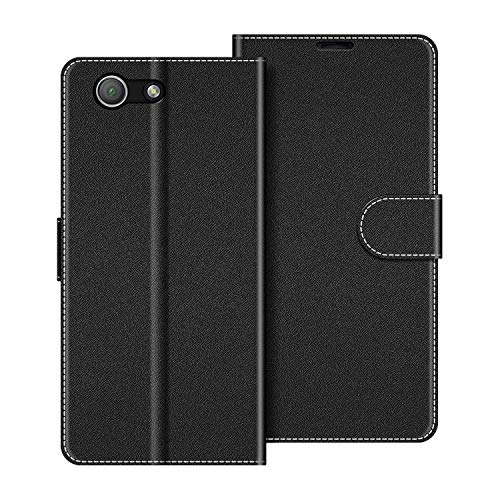 COODIO Funda Sony Xperia Z3 Compact con Tapa, Funda Movil Sony Xperia Z3 Compact, Funda Libro Sony Xperia Z3 Compact Carcasa Magnético Funda para Sony Xperia Z3 Compact, Negro