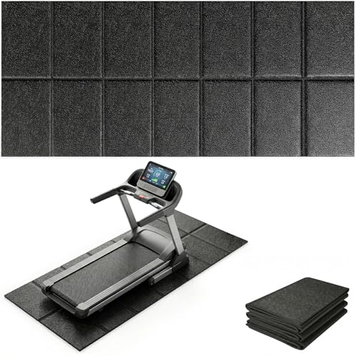 Treadmill Mat for Carpet & Hard Floors, 68' x 24' Foldable Floor Extra Thick Protection Mat, Non-Slip Noise & Shock Absorbing for Walking Pad, Exercise Bike, Elliptical, Home Gym Equipment