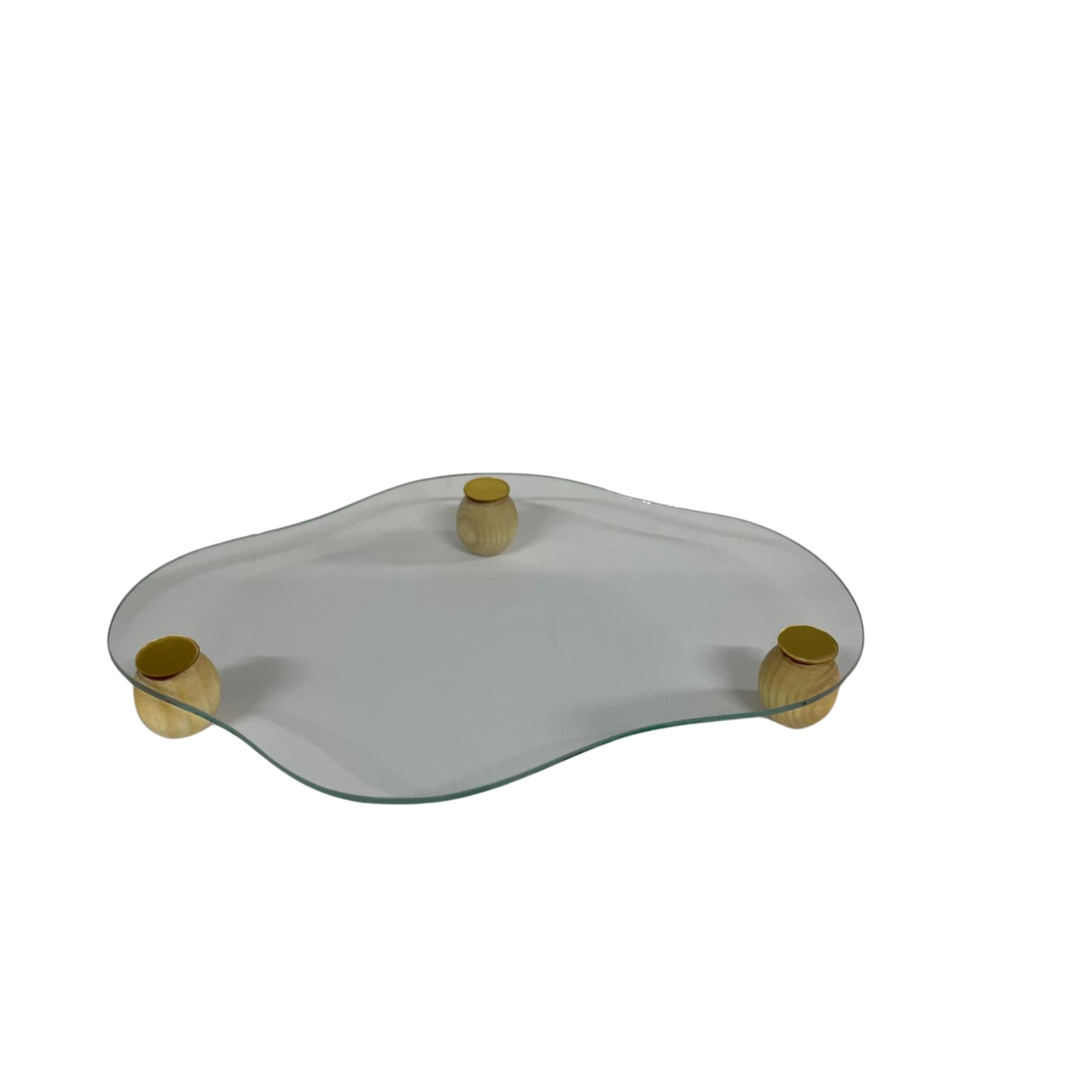 Ahşap Ayaklı Cam Sunum Tepsi 25x32 Şık Tasarım