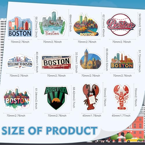 Set de 12 imanes decorativos para refrigerador Boston miniatura 3