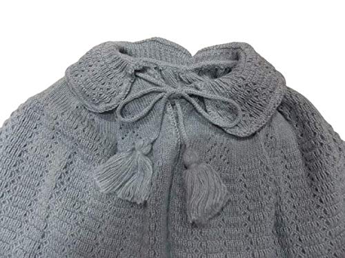 TOQUILLA DE PUNTO ABUELA, PELERINA, COLOR GRIS