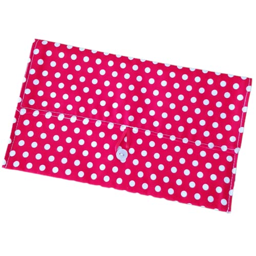 Les P'tits Coussins - Pochette range serviette de table ou lingettes lavables aux différents motifs colorés, vélos, vichy et pois blanc et rouge (Pois blanc)
