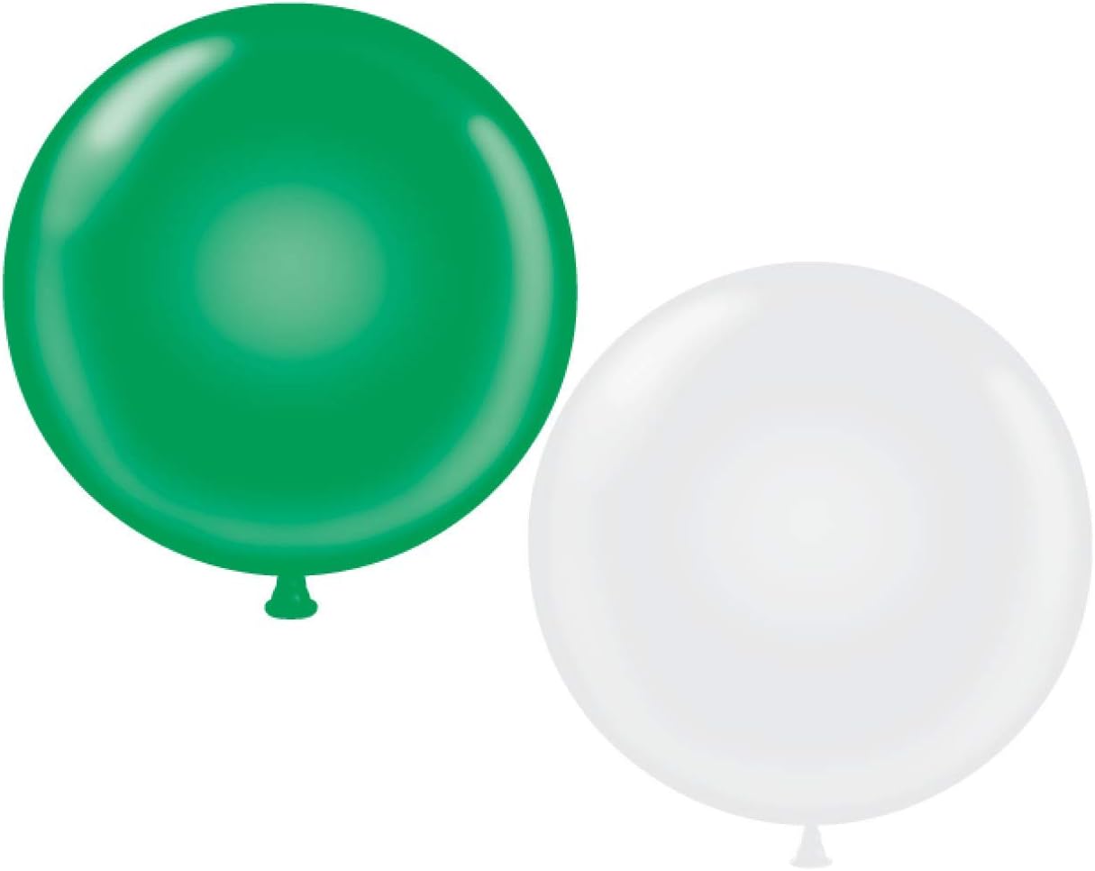 60 inch Giant Latex Balloons - Qty 2 - (1) Green (1) White