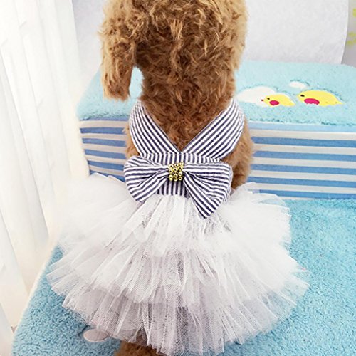 Howstar Pet Dress, Cute Halter Bowknot Tutu Dresses For Dog Puppy Lace Skirt Princess Dress (Xl, Navy) #TOP1