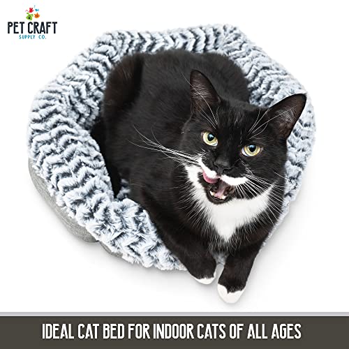 Pet Craft Supply Soho Round Cat Bed For Indoor Cats, Ultra Soft Plush, Memory Foam, Machine Washable, Calming Cat Bed - Thumbnail 5
