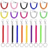 MAQUITA 100 Pcs Coil Lanyard Bulk Retractable Spring Spiral Wrist Key Chains, Stretchy Key Ring Safety Anti Lost Cord with Lobster Clasp for Keys, Wallet, Cellphone, Multi Color
