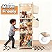 M MEEPO Stuffed Animal Storage & Organizer, with 2-Piece Large Detachable Toy Storage Bags, Wooden Tall Zoo Toys Storage with Wheels for Kids Playroom Kidroom Bedroom, Easy Assemble, 53 Inch