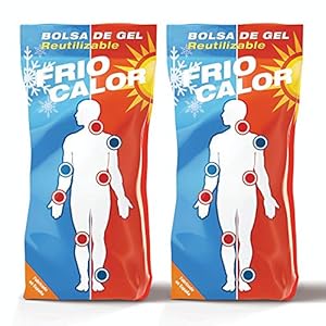 Practicosa Bolsa de Gel Frío y Calor Reutilizable. Bolsa de Primeros Auxilios para Congelador o Microondas. Compresa Fría-Caliente para Lesiones, Traumatismos y Esguinces. 13×27 Cm. 2 Unidades