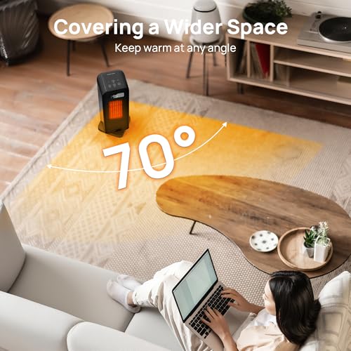 FLANUR Electric Heaters for Home, Smart Portable 1500W Energy Space Room Heater, Tower Fan Heater with WiFi & Voice Control, 12H Timer, Overheat & Tip Over Protection, Matte Black, 1 Pack + 4 Modes - Image 6