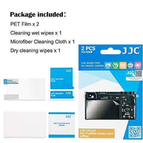 Image of JJC 2 Pack PET Film Screen Protector Compatible for Fujifilm Instax Mini Liplay Anti-Fingerprint Anti-Scratch Water-Resistant 3H Ultra-Thin LCD Protector Cover