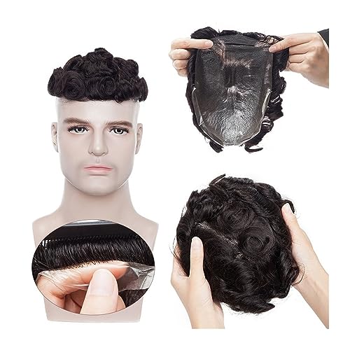 Toupet hommes en cheveux humains indiens ondulés et base en PU premium