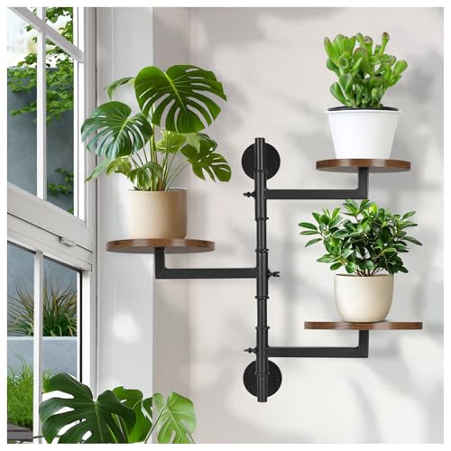 YENGOTH Wooden Rotatable Window Sill Plant Stand, 3 Tier Wall
