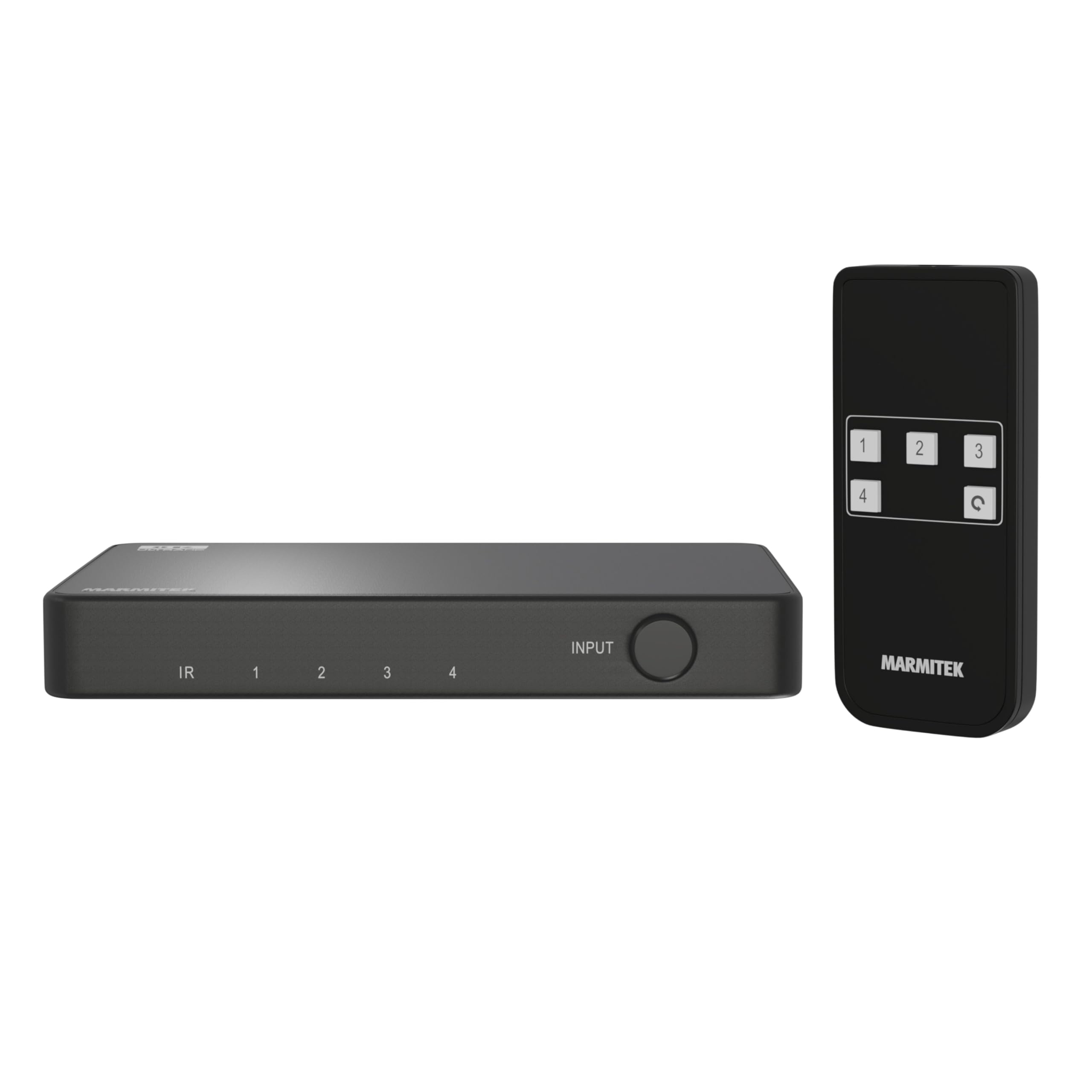 Switch HDMI 8K60 Marmitek Connect 740-4K120 gaming - HDMI 2.1 4 ingressi 1 uscita - 48 Gbit/s VRR ALLM QMS QFT - commutazione automatica - telecomando