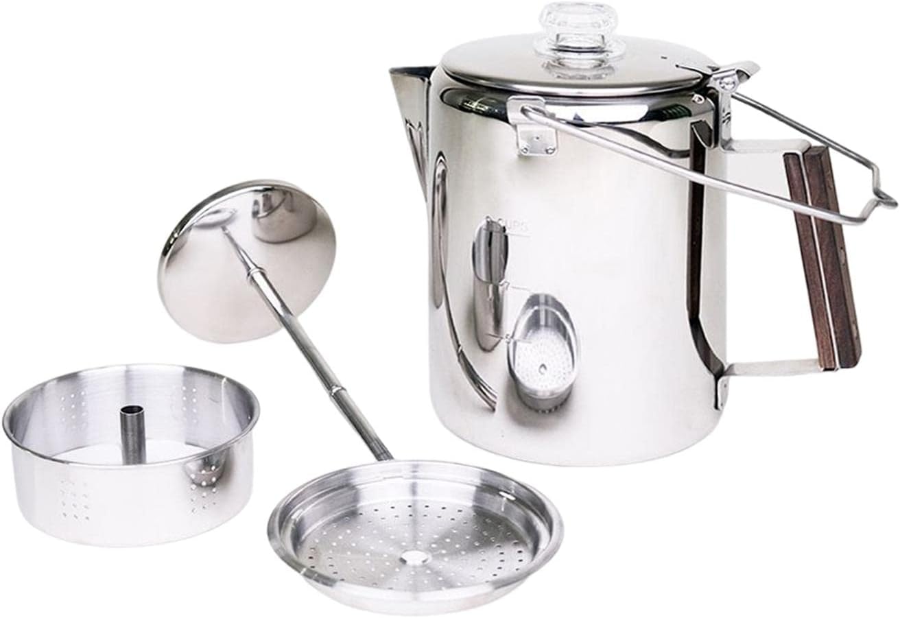 Generic コーヒーパーコレーター キャンプ ステンレススチール 軽量 直火式 9カップ コーヒーメーカー パーコレーター キャ