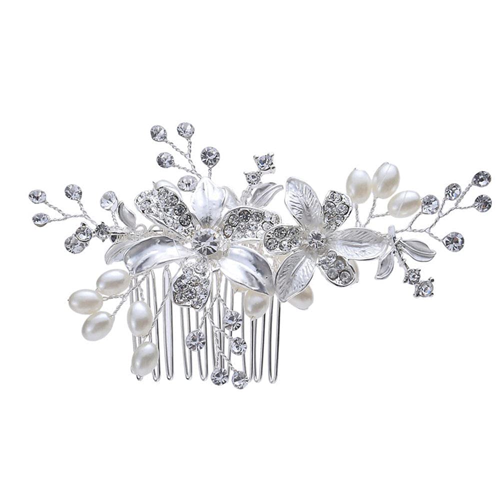 Braut-Blumen-Haarkamm, Braut-Vintage-Blumen-Haarkamm-Kopfschmuck, Legierungsperlen-Strass-Haarkamm-Schmuckzubehör, Abschlussball-Seitenkämme für Frauen und Mädchen
