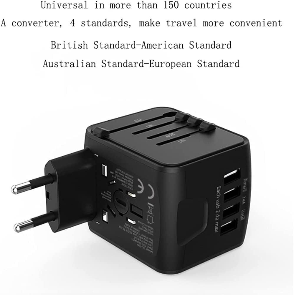 Adaptador de Viaje Universal para Varios países en Todo el Mundo con Fuente de alimentación Internacional USB Doble Adaptador de Viaje Internacional Mundial