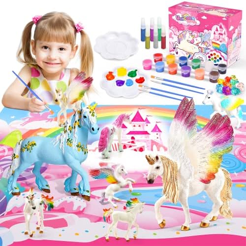 Toys for 3-12 Year Old Girls, TopDollo Unicorn Girls Age Craft Kit Set Kid Painting Kids Figurine Creative Paint Your Own, White