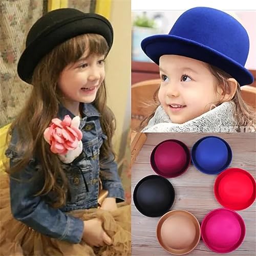 Roll up Brim Panama Bucket Hat Kids Round Derby Hats Girls Boys Round Bowler Hats, Fits Head Circumference 21.26"4