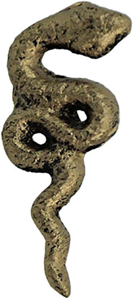 Zeckos Antique Gold Cast Iron Gothic Snake Drawer Pulls – 6-Piece Set, 2.25" Long, 1" High, Serpentine Design for Cabinets, Drawers, and Goth Decor