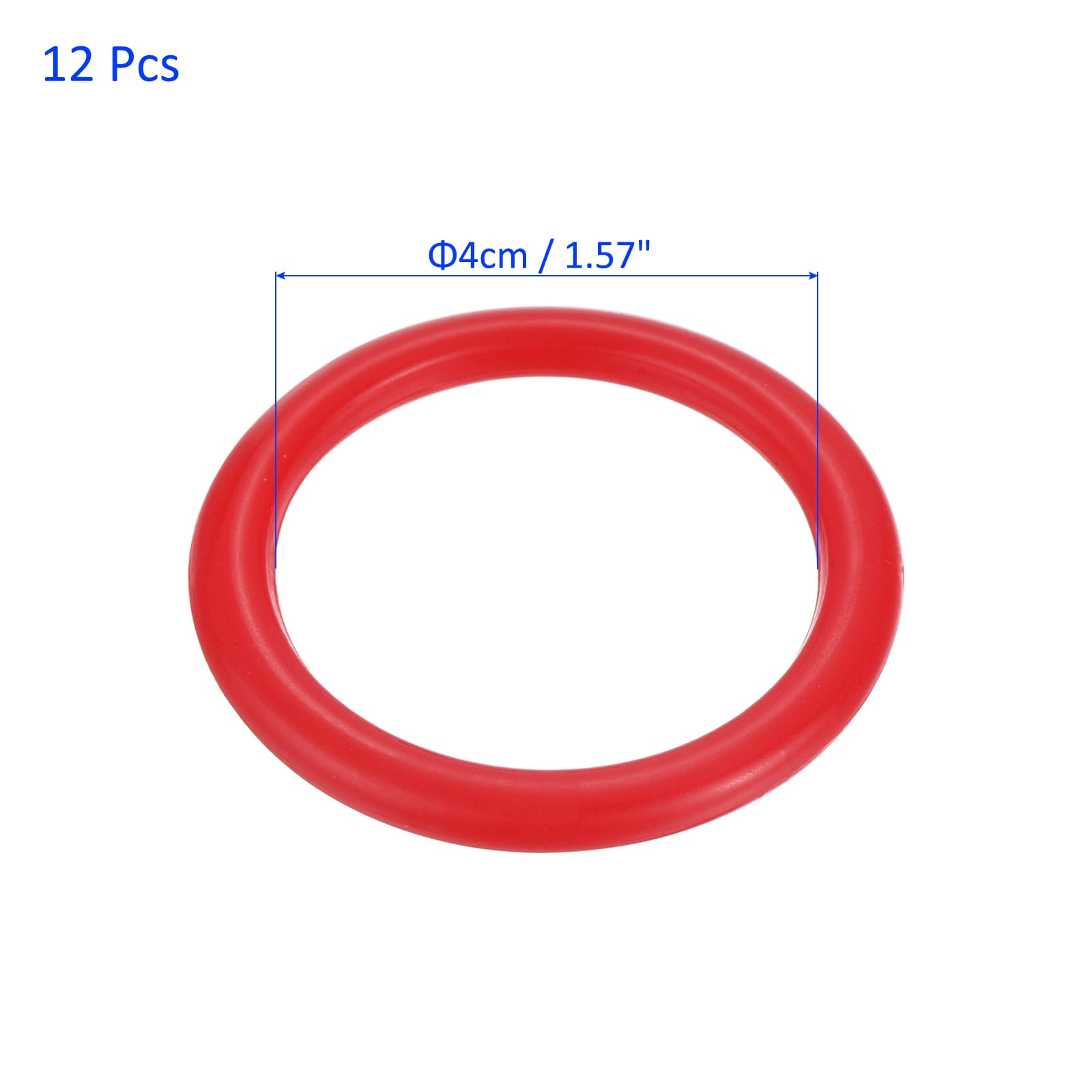 M METERXITY 12 Pack Carnival Toss Rings - Plastic Round Throw Hoops, Apply to Parties/Interactive (1.57-Inch, Red) - Image 3
