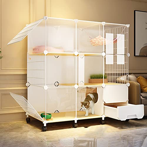 Cage pour chaton en fil métallique : parc d'intérieur amovible 2 niveaux