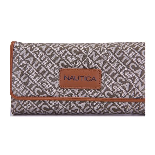 Image of Nautica Women's Perfect Carry-All Money Manager RFID Blocking Wallet Organizer, Brown