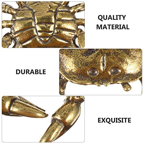 BESPORTBLE Brass Animal Figurine Brass Crab Sculpture Fengshui Wealth Figurine Lucky Statue Tea Pet Artware Collectible Figure Cake Topper Animal Statue Innovative Crab Shape Copper Sculp - Image 3