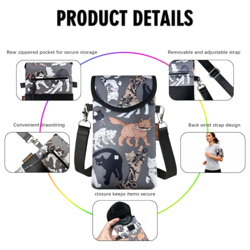 Image of Neoprene Phone Sleeve Pouch Case Bag for Men Women w /Crossbody Strap /Neck Lanyard for iPhone 17 /16 /15 /14 Pro Max, Samsung S25,Pixel 10