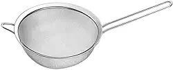 Peneira em Aço Inox Resistente Para Coar Líquidos Polvilhar Alça Longa 17,5 cm Diâmetro Fácil Manuseio Premium