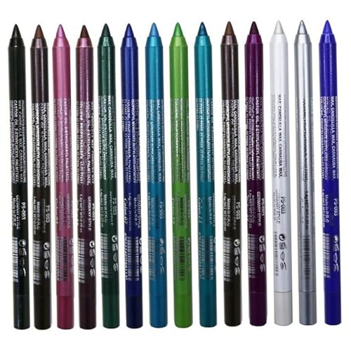 Lápiz delineador de ojos con purpurina, 14 delineadores de gel de colores impermeables y a prueba de manchas con acabados metálicos y brillantes para looks de precisión