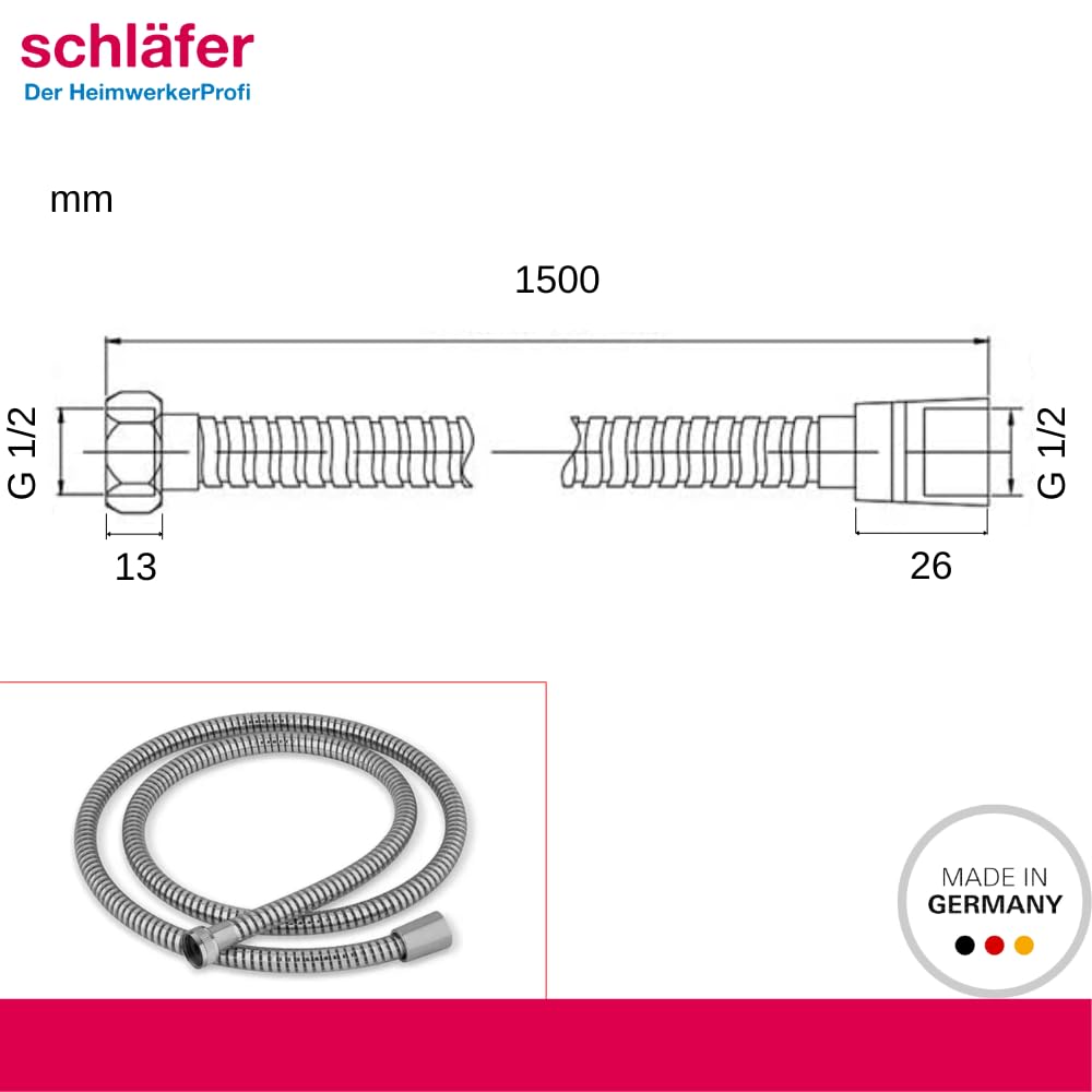 Flessibile Doccia 1.5 Metri Spiro-Flex - Connettori Universali G1/2, Antipiega - Foto 9
