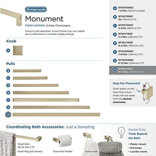 Image of Amerock BP36910BBZ | Golden Champagne Cabinet Pull | 10-1 /16 in (256 mm) Center-to-Center Cabinet Handle | Monument | Drawer Pull | Kitchen Cabinet Handle | Furniture Hardware