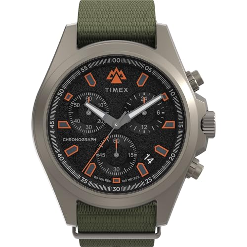 Timex Men's Expedition Field Chronograph 43mm Watch - Green Strap Black Dial Gunmetal Case by Timex - Used condition - US$115.94