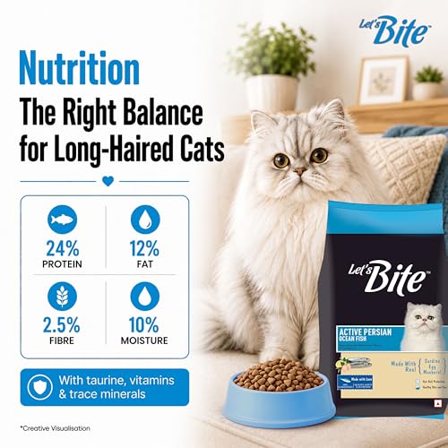 Image of Let's Bite Persian Dry Adult Cat Food 1kg | Ocean Fish (Total 2kg)